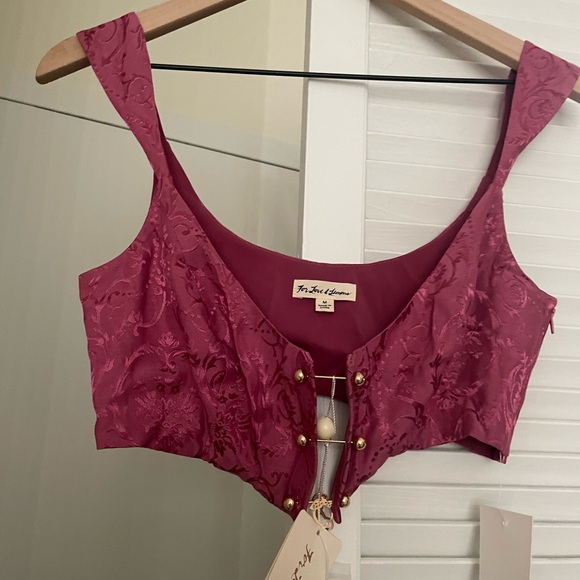 For Love and Lemons Pink Brocade Crop Top NWT - Picture 2 of 4